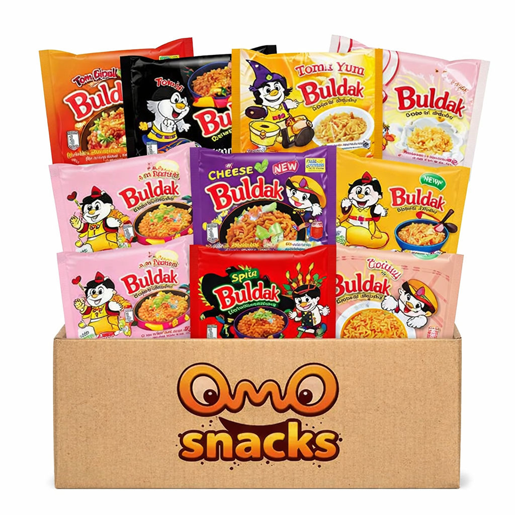 KF GOODIES Korean Ramen Variety Pack Gift Box (10 Count) – Spicy Buldak Noodle Assortment for Birthdays, College Care Packages, Office Snacks, and Gift Baskets
