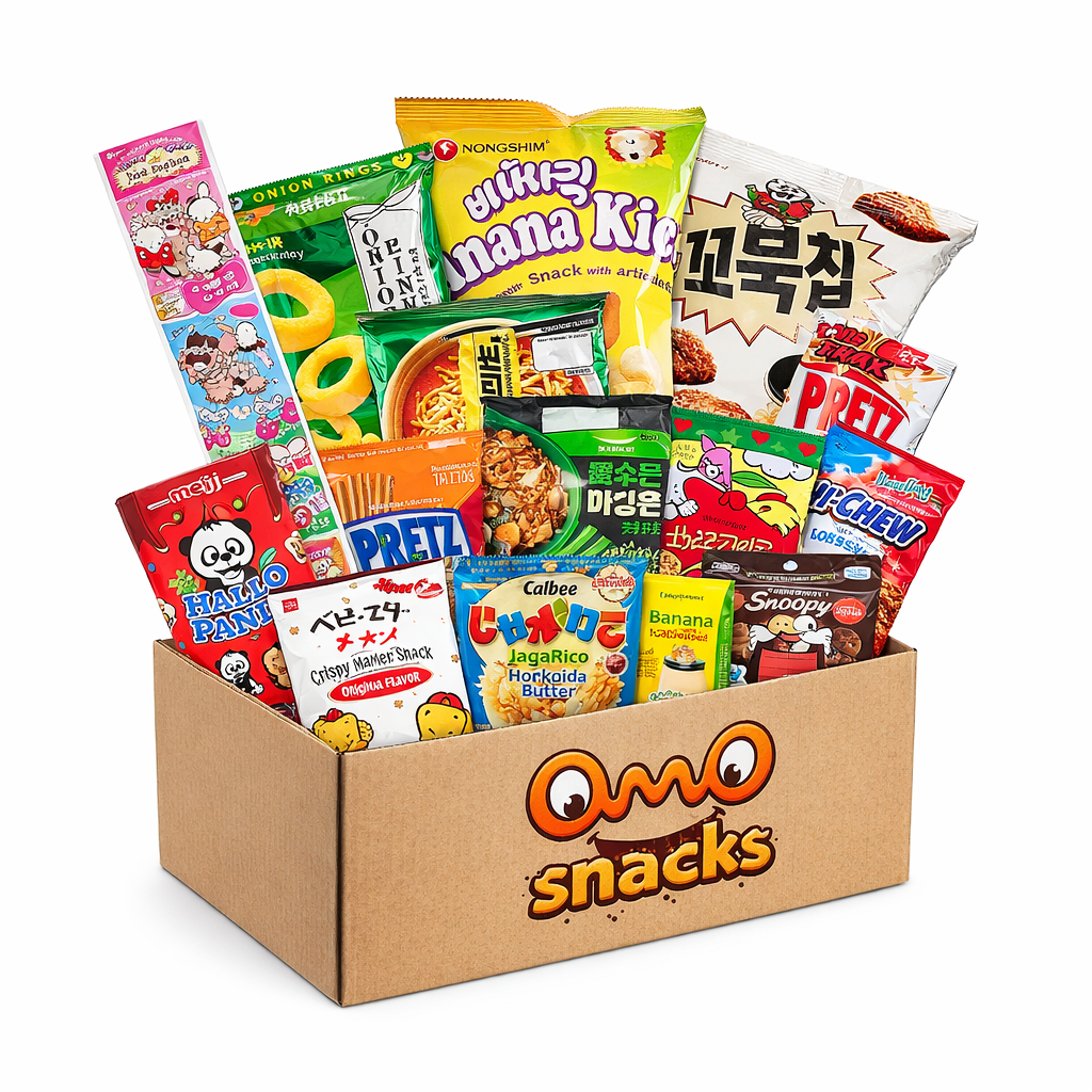 K-Munchies Asian Snacks Box - Snacks Variety Pack for Adults and Kids with Candy, Chips, Ramen, and Other Instant Food - Mystery Snack Box Treats for Family - With Free Chopsticks