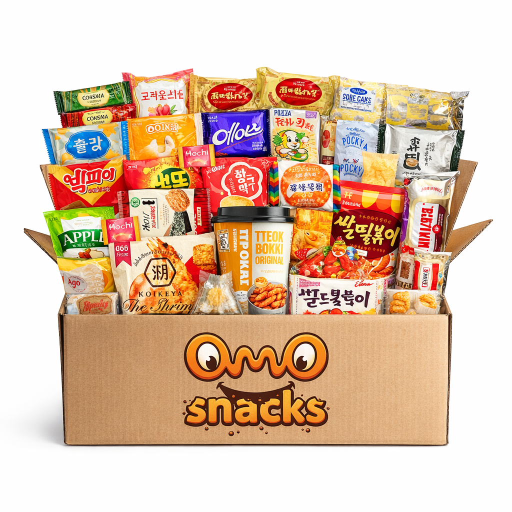 Korean, Japanese, and Asian Snack Variety Pack, 50 Count Gift Care Package Bundle Sampler Assortment Tteokbokki Spicy Ramen Drink Pho Noodle Coffee Mix Tea Treats for Kids Children College Students Adult Senior